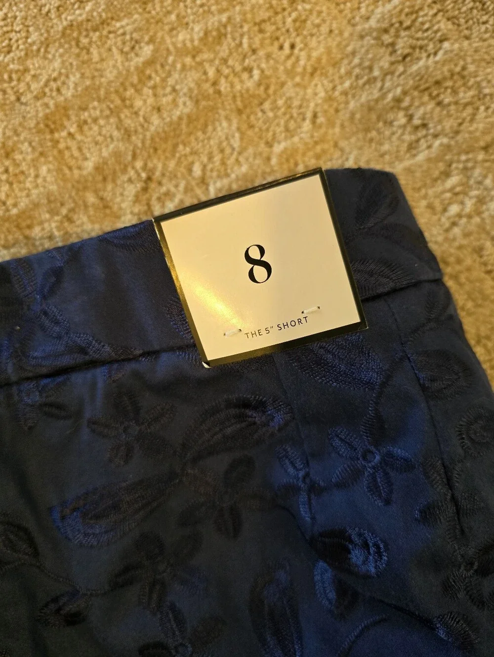 NWT! WHBM Women's Navy Floral Jacquard Shorts-The 5